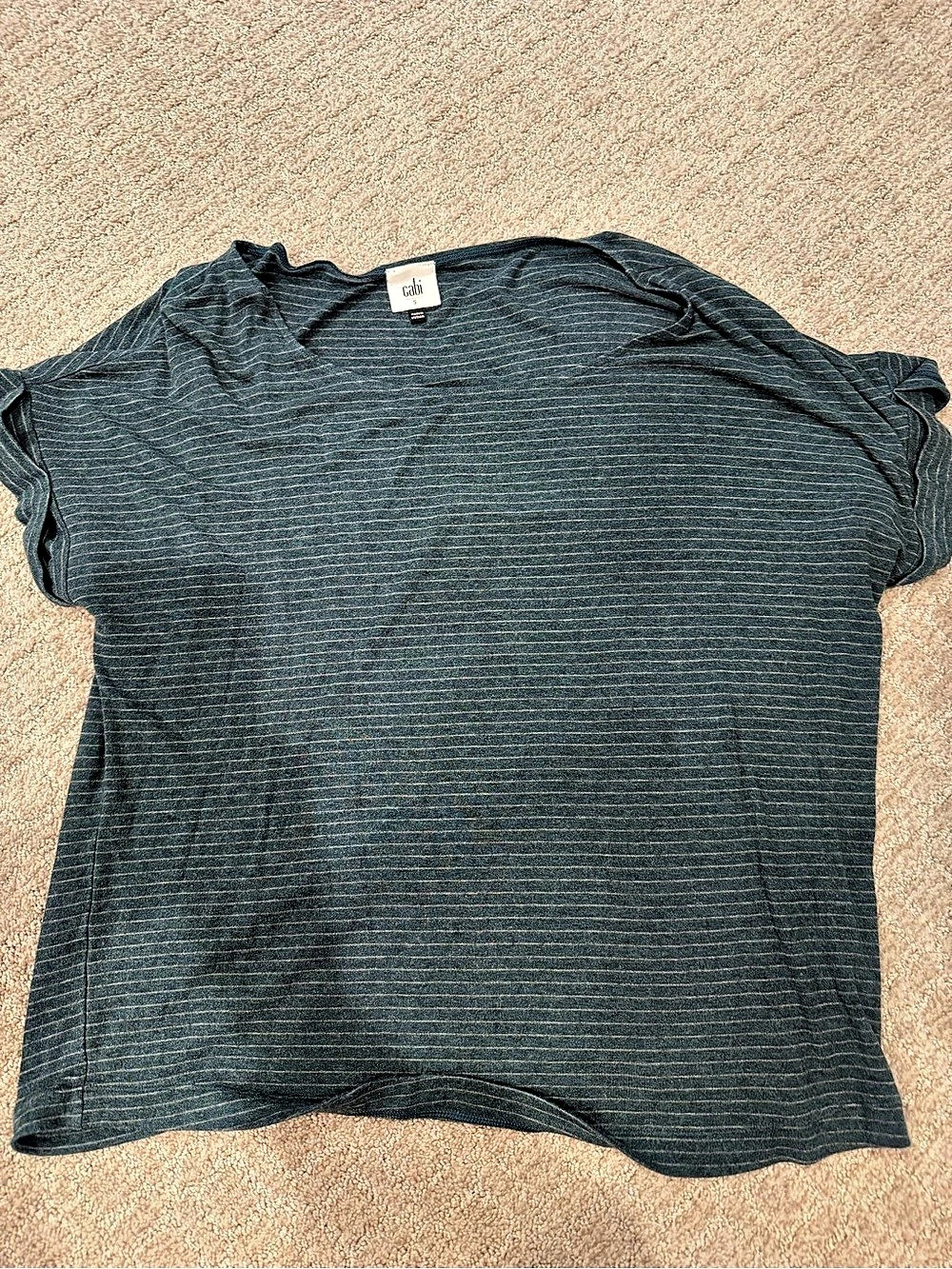 Cabi4 Striped Short Sleeve Tee in Blue Size Small